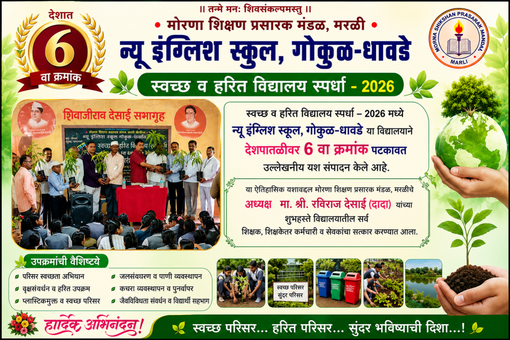 *स्वच्छता, पर्यावरण संवर्धन आणि हरित उपक्रमांच्या माध्यमातून विद्यार्थ्यांमध्ये सामाजिक बांधिलकीची जाणीव निर्माण करण्याचे कार्य विद्यालयाने प्रभावीपणे केले- मा.श्री.रविराज देसाई (दादा)