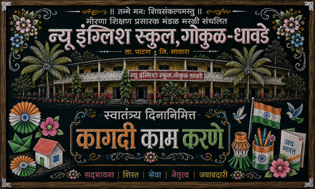 ‘हर घर तिरंगा’ उपक्रमांतर्गत न्यू इंग्लिश स्कूलमध्ये कागद कामातून देशभक्तीचा जागर